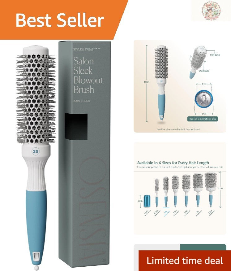 Detangling Ceramic Round Hair Brush with Ionic Bristles for Shine & Volume