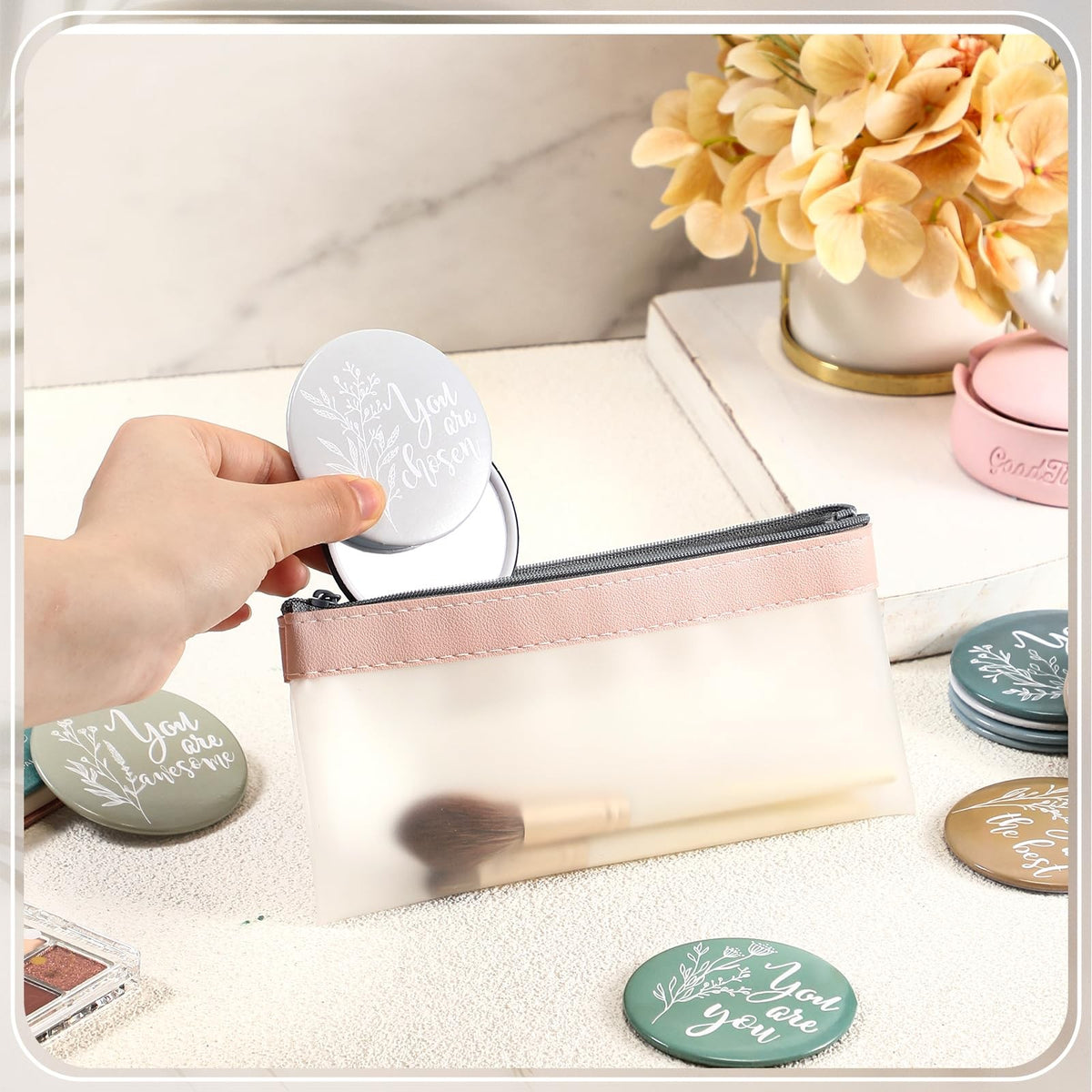 30 Pack Inspirational Compact Pocket Mirrors for Women - 2.76 Inch