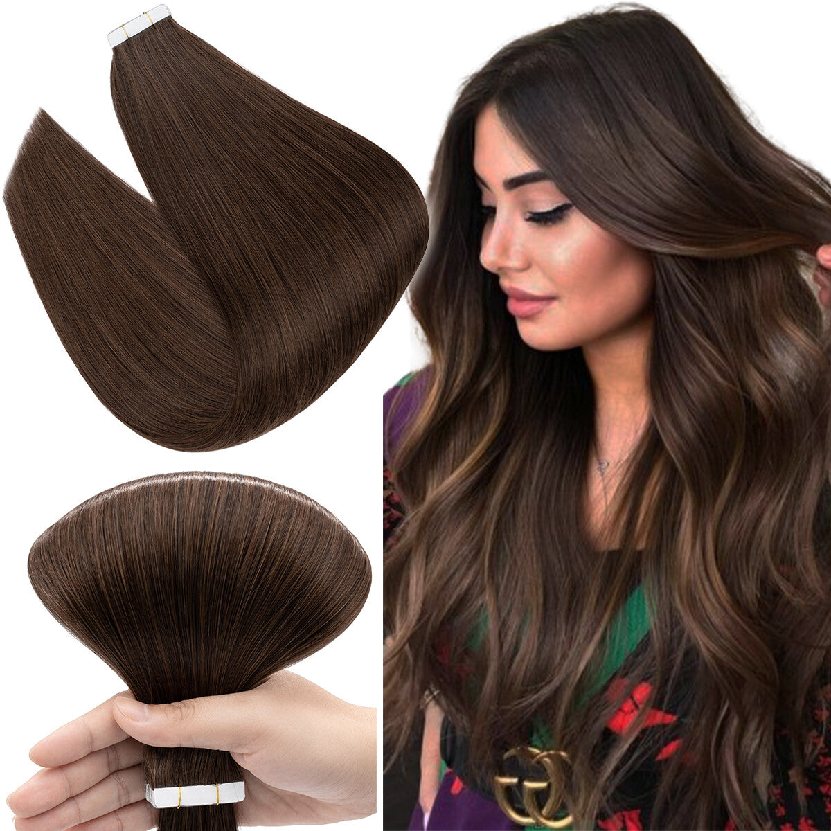 Remy Human Hair Tape-In Extensions Full Head 200g - Multiple Colors & Lengths