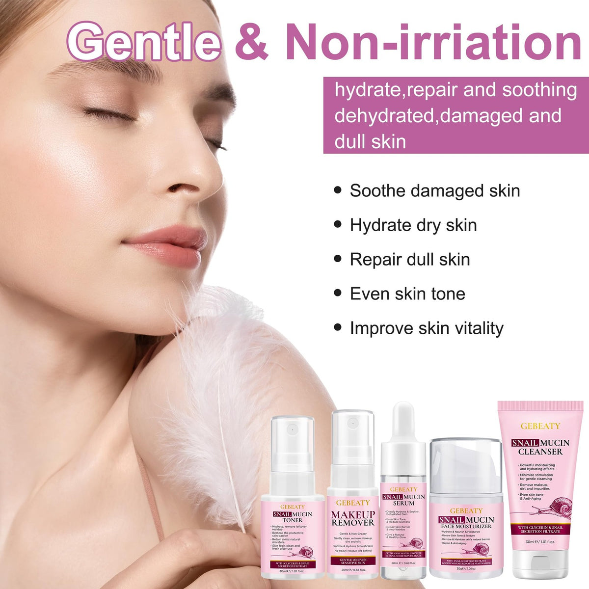 Korean Snail Mucin Skin Care Set for Women & Teens - 5 Piece Collection