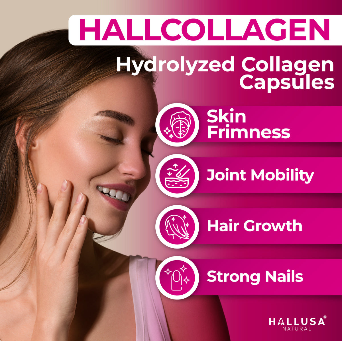 Hydrolyzed Collagen 1000mg with Vitamin C Capsules for Skin Hair Nails - Anti-Aging Support