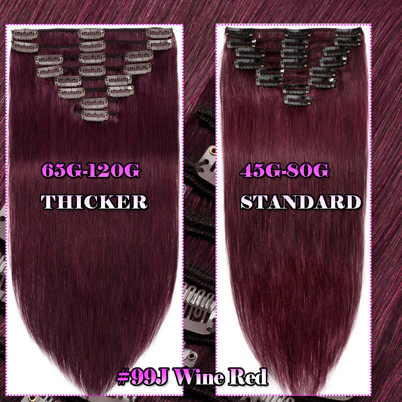8pcs Clip-In Remy Human Hair Extensions Full Head - Brown Blonde Ombre