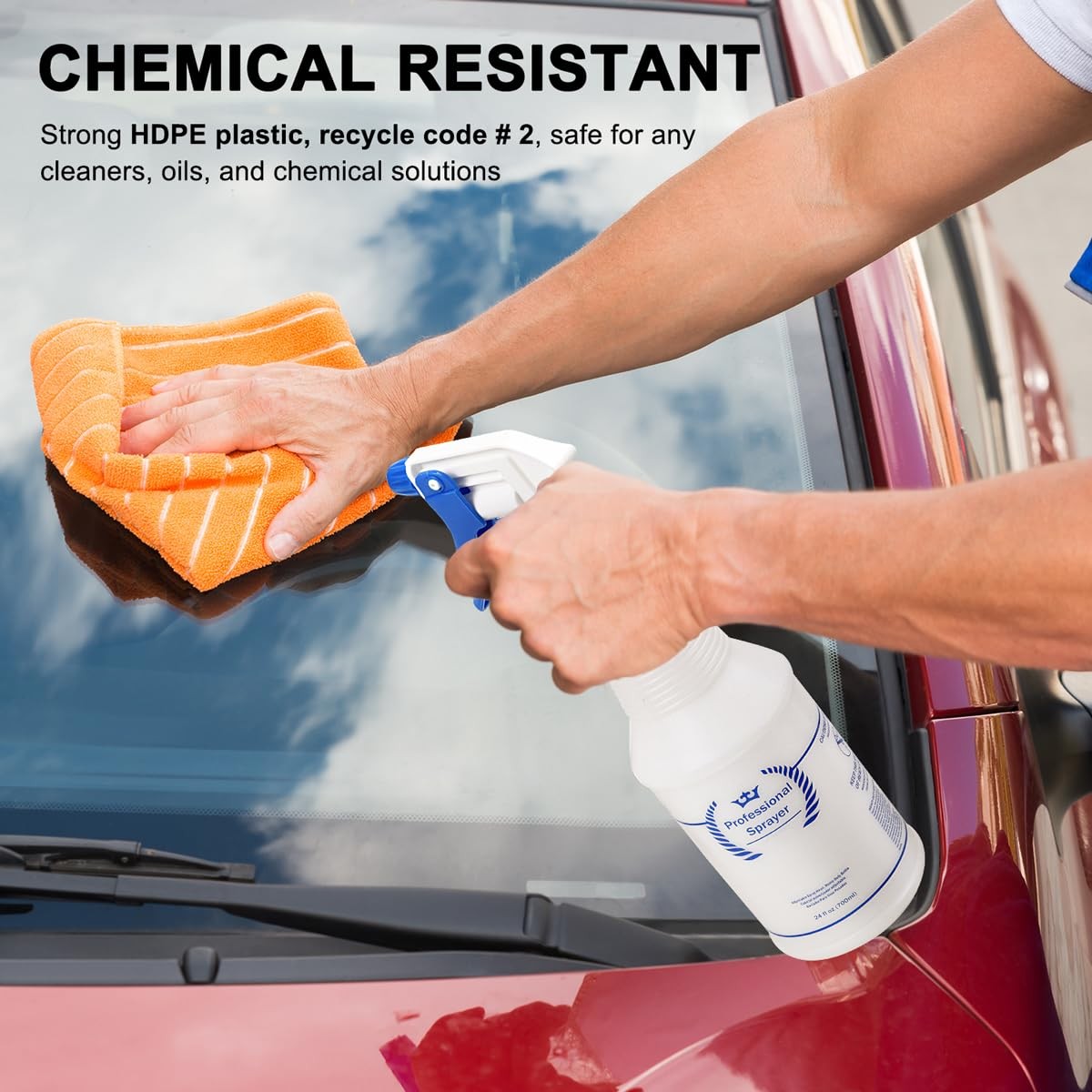 All-Purpose 24 Oz Plastic Spray Bottles - Chemical Resistant Leak-Proof Mister Set