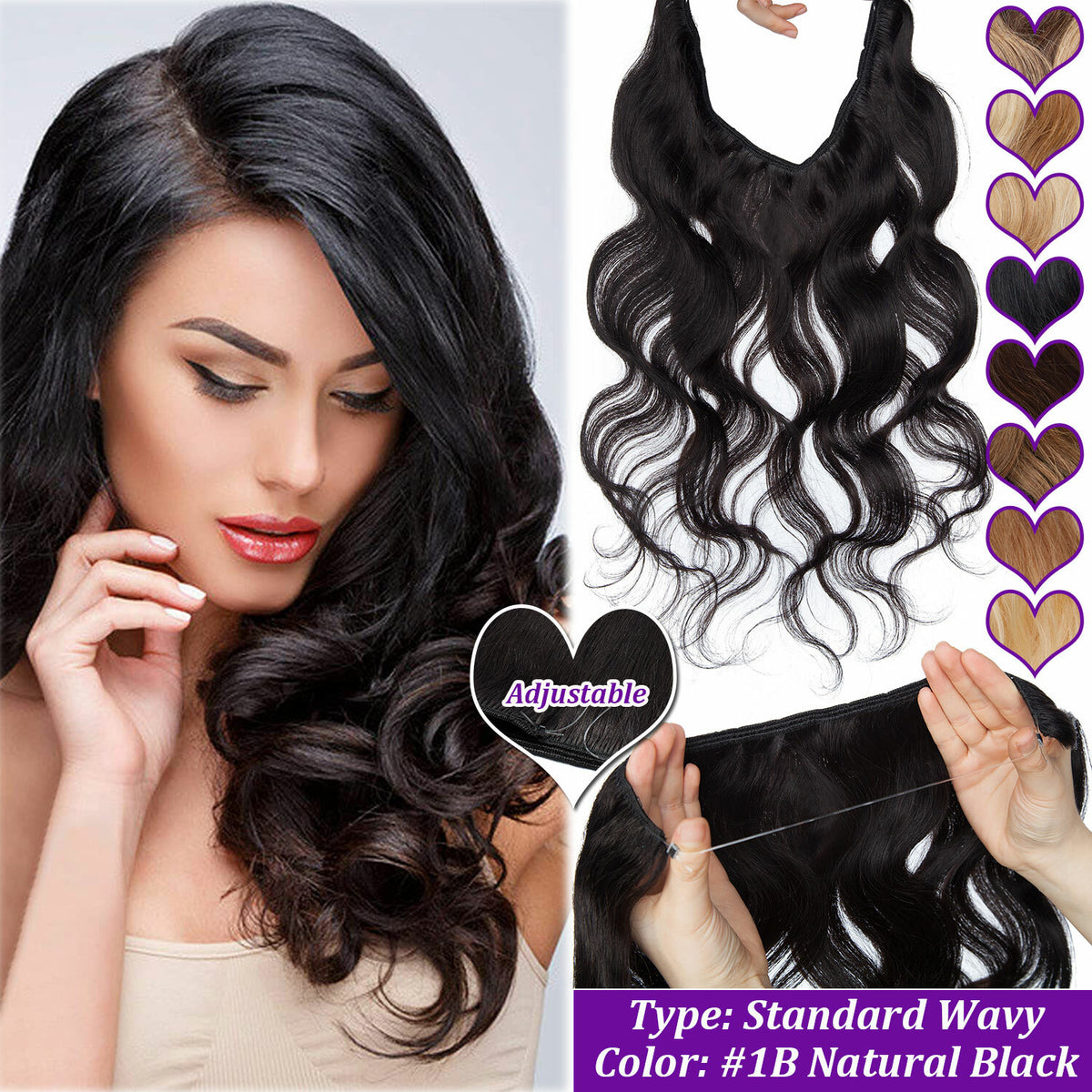 Invisible Wire Clip-In Human Hair Extensions - Thick & Natural Look