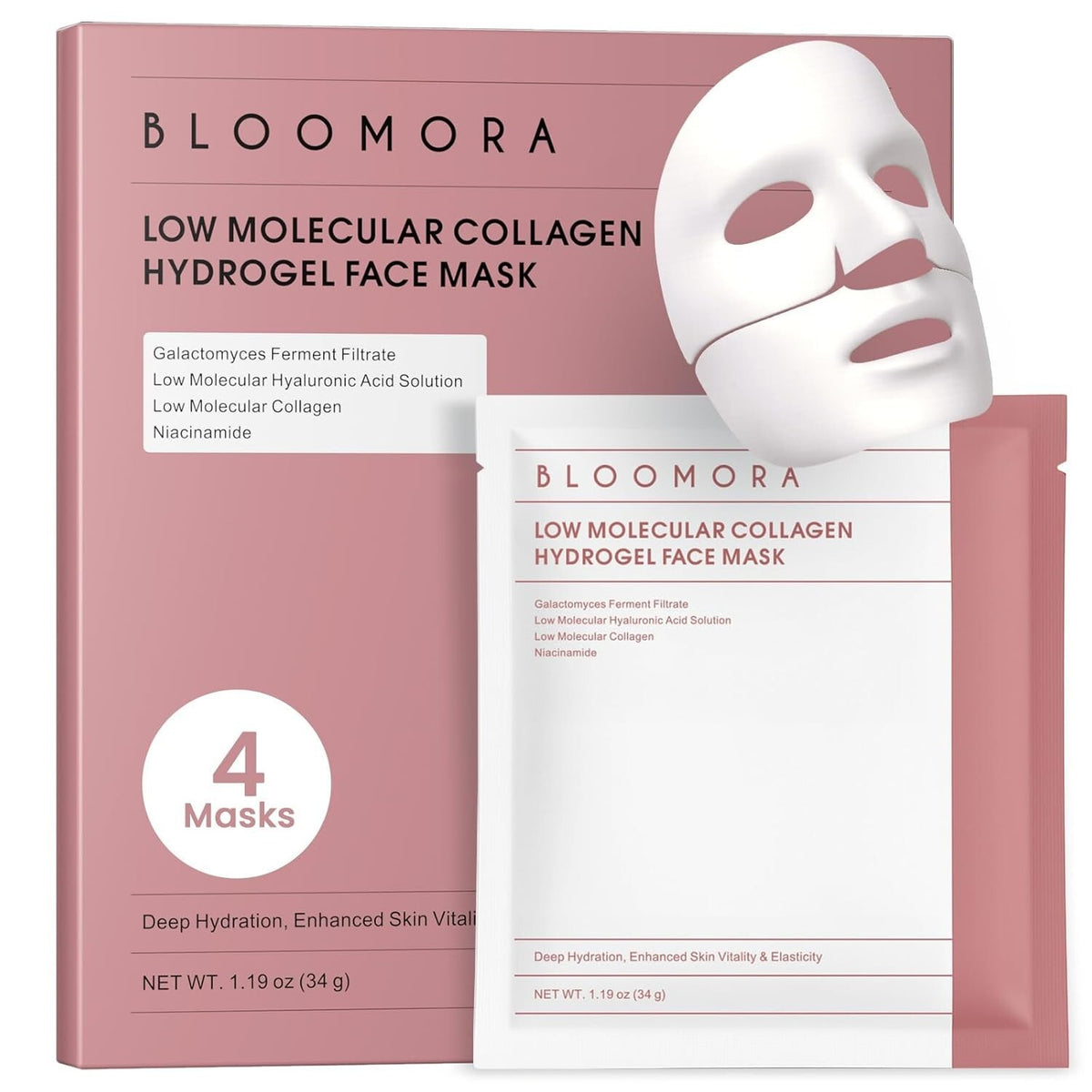 Overnight Deep Collagen Hydrogel Face Mask, 4-Pack