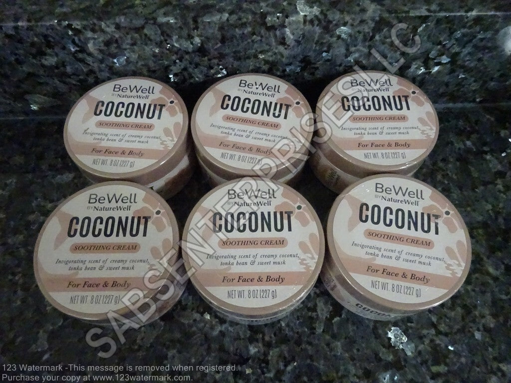Coconut Soothing Cream for Face & Body, 8 oz - Pack of 6