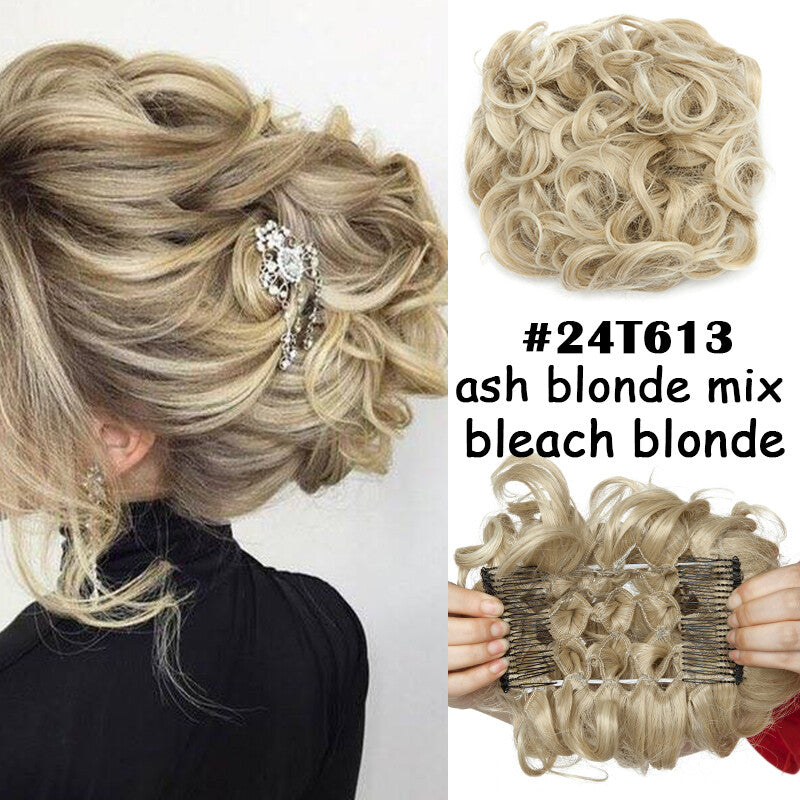 Large Curly Clip-In Hair Bun Extension for Thick Updos - Multiple Colors