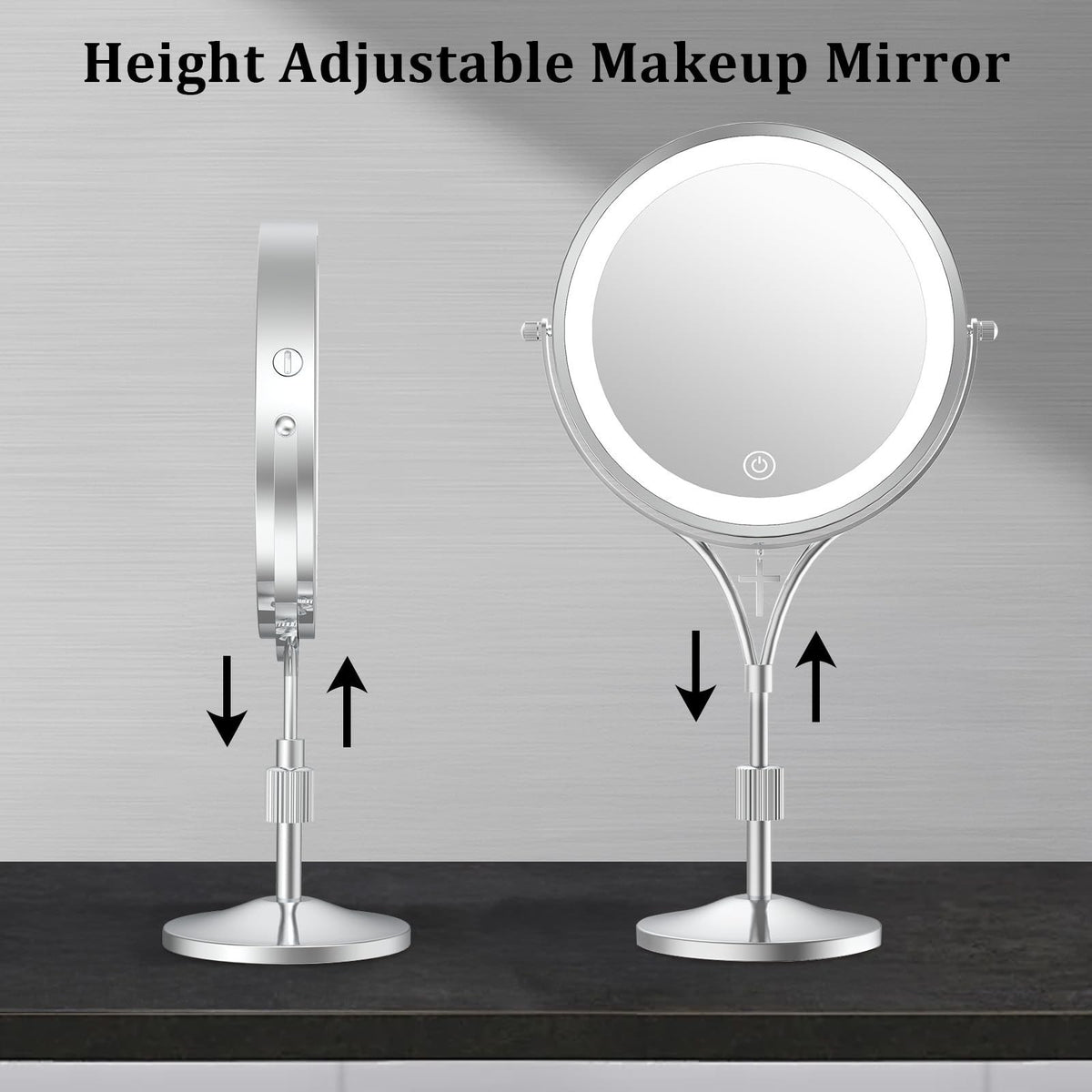 Lighted Magnifying Makeup Mirror with 3 Color Lights & Cross Charm - 7 Inch Adjustable Vanity Mirror