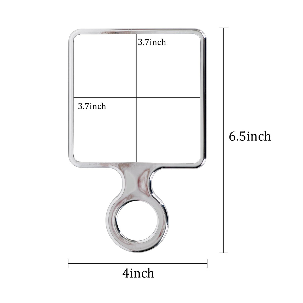 Square Handheld Mirror with Handle - Silver Makeup Mirror 6.5x4 Inch