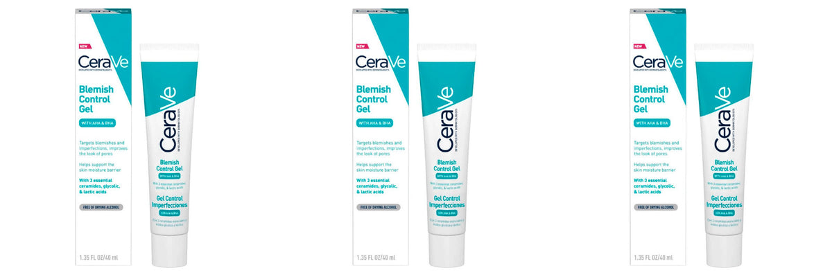 CeraVe Blemish Control Gel - 3 Pack, Lightweight AHA & BHA Formula