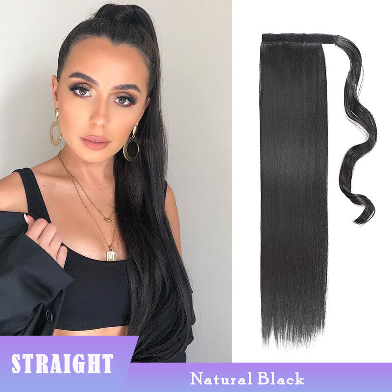 Clip-In Ponytail Hair Extensions Thick Wavy Natural Look 24-32 Inch
