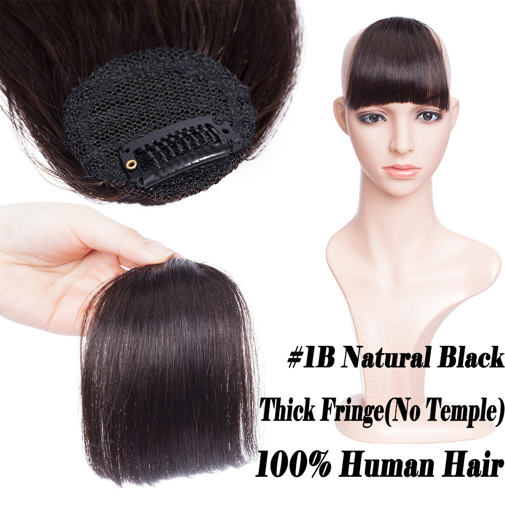 Human Hair Clip-In Bangs Topper with Remy Hair for Natural Look