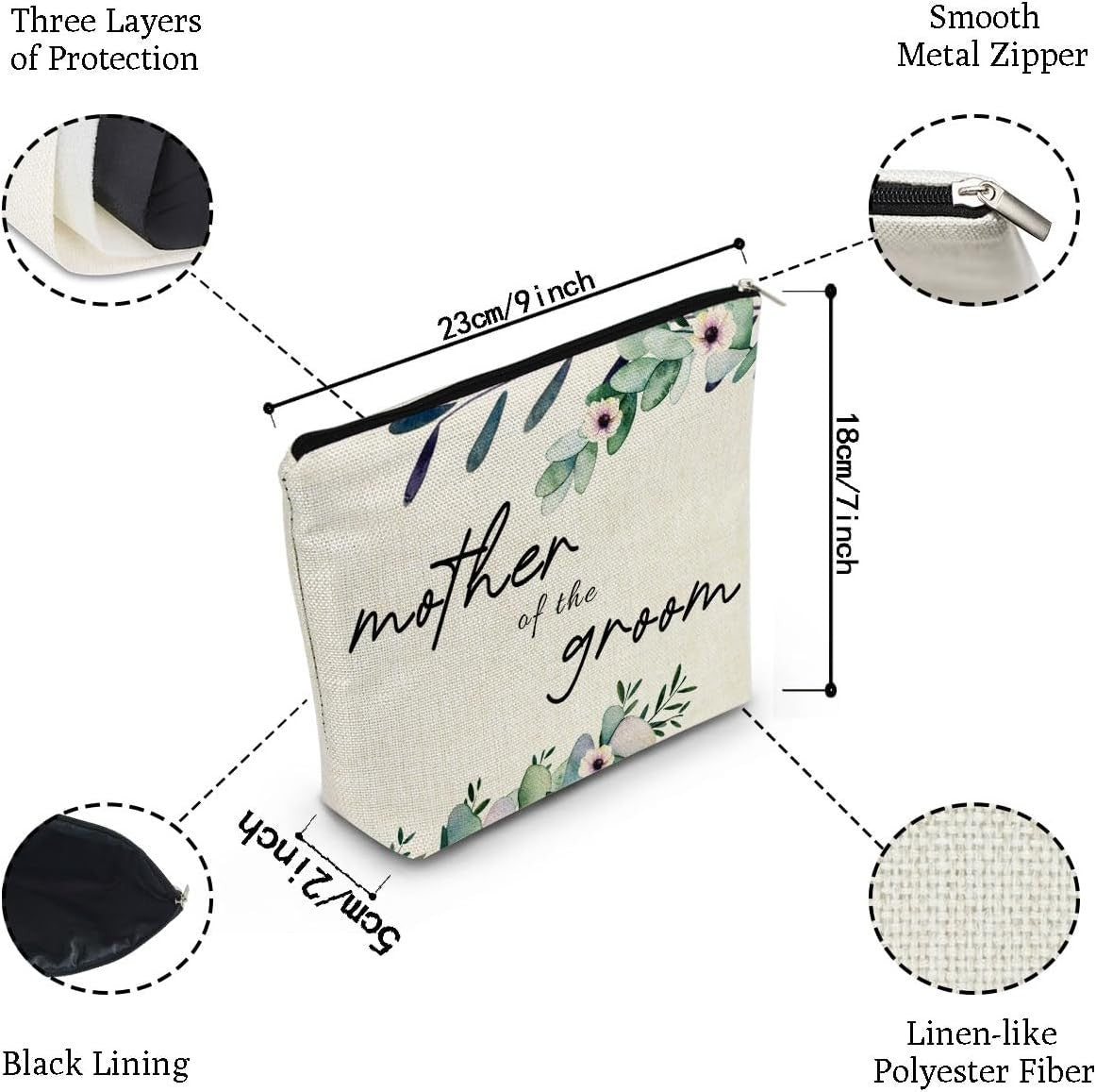 Luxury Mother of the Groom Canvas Cosmetic Bag - Perfect for Gifts and Travel