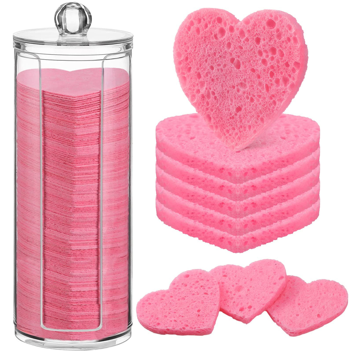 120 Pcs Compressed Facial Sponges with Storage Container for Daily Cleansing