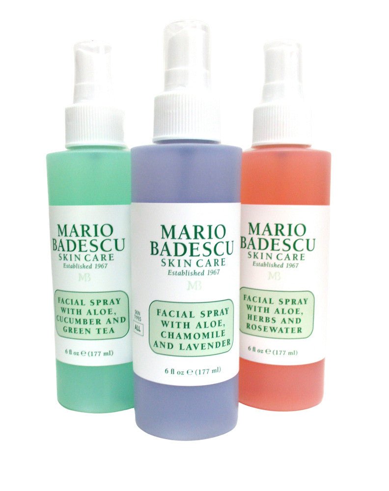 Mario Badescu Facial Spray Set with Aloe, Rosewater, Cucumber & Lavender - 3 Pack, 6 OZ Each