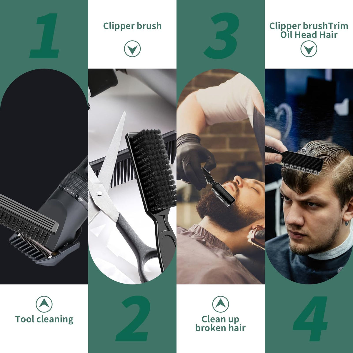 6 Pack Barber Clipper Blade Cleaning Brushes - Professional Hair & Beard Grooming