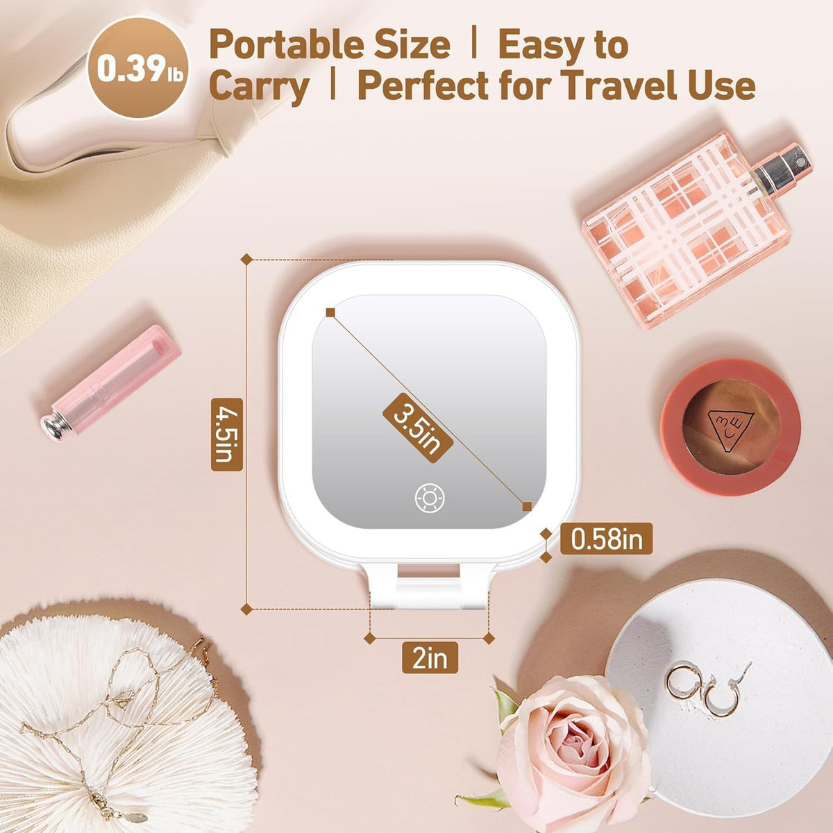 Travel Lighted Mirror with 30X Magnification and 3 Color Lighting