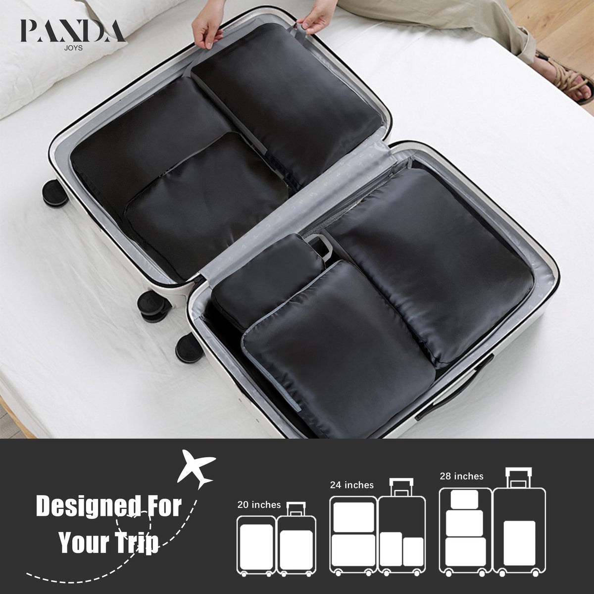 4 Pack Compression Packing Cubes Travel Organizer 1050 cu in Black