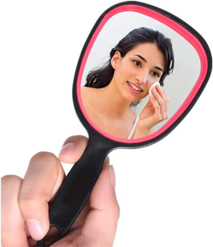 Lightweight Handheld Mirror with Handle for Makeup & Travel - Compact, Unbreakable, 1X Magnification