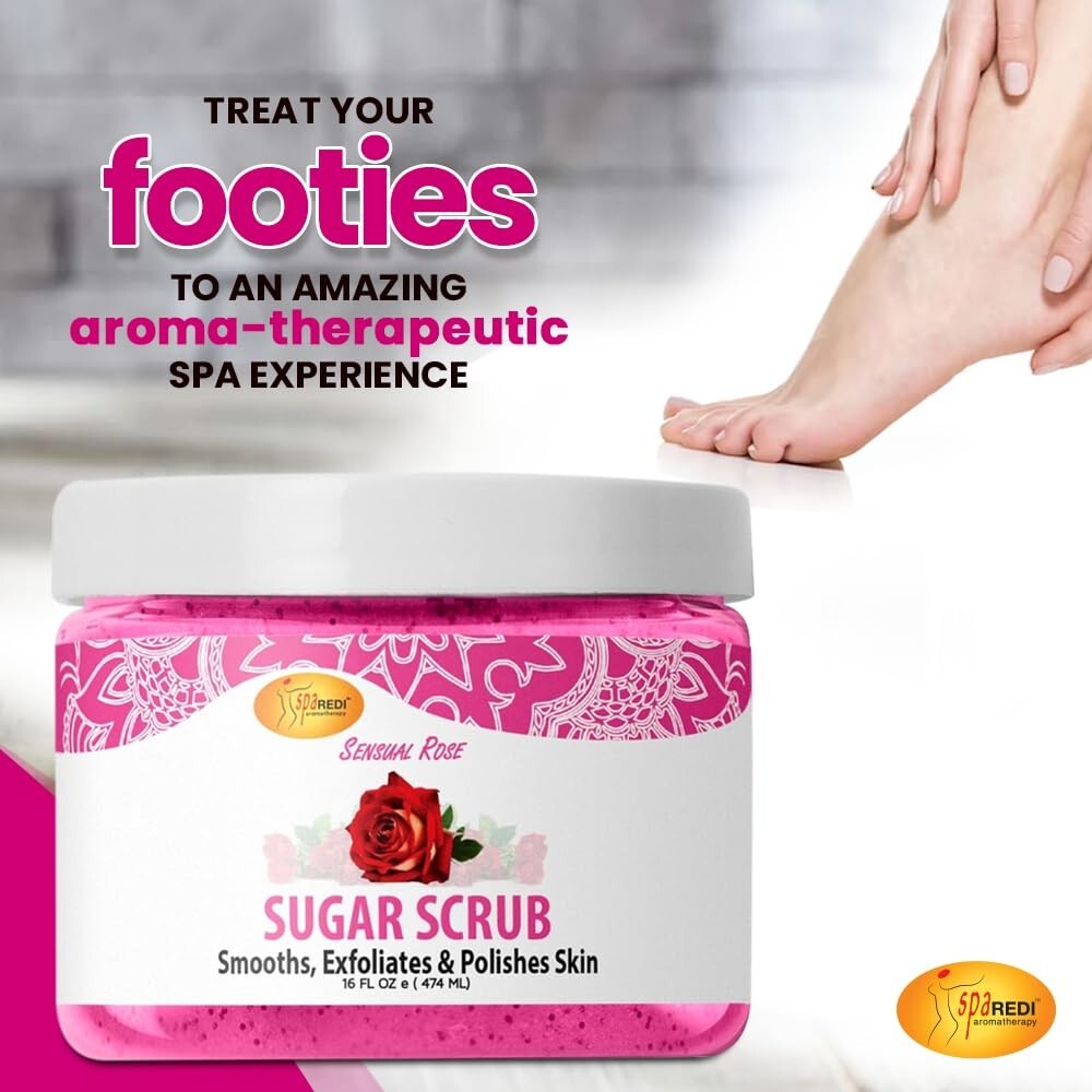 Sugar Body Scrub Exfoliant - Sensual Rose, 16 oz