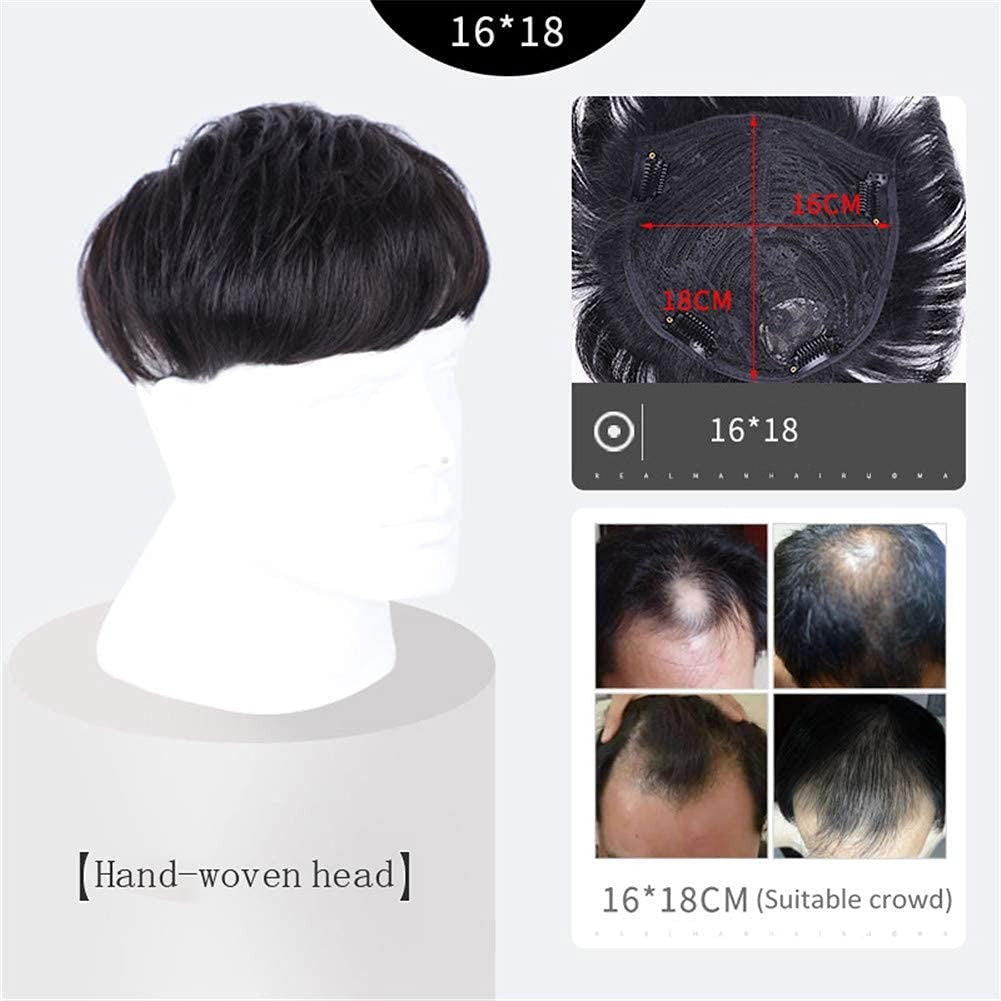 Men's Clip-On Short Straight Wig with Bangs - Discreet Hairpiece for Thinning Hair