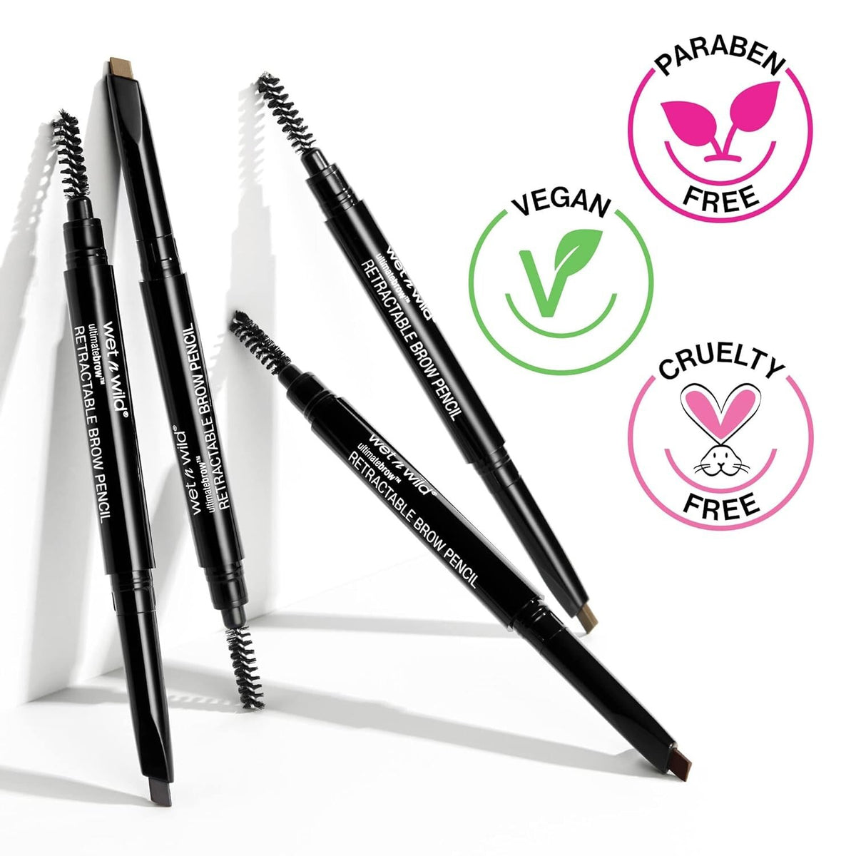 Eyebrow Pencil with Spoolie & Fine Tip - Medium Brown, Retractable, Triangular Design