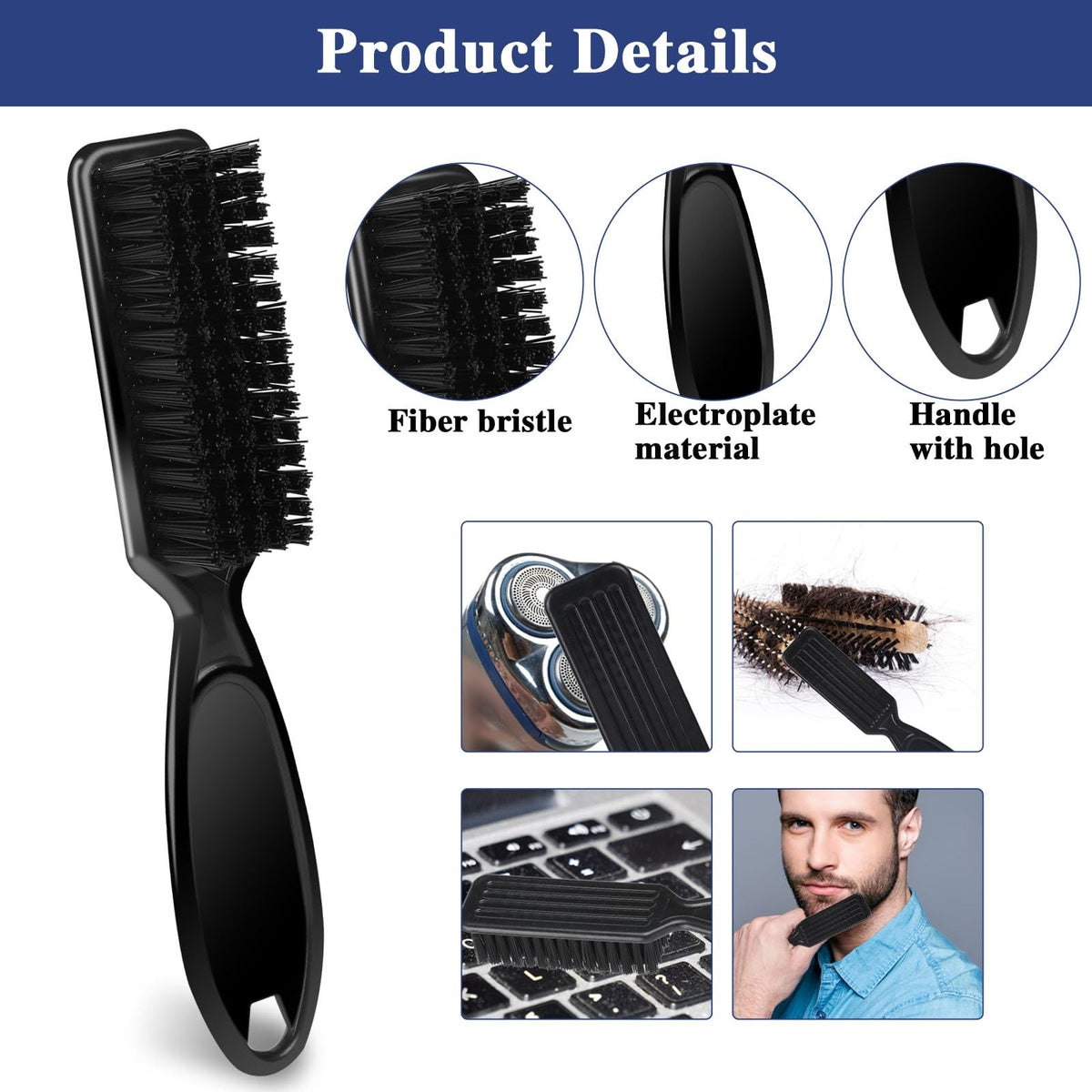 Barber Brush Set - Blade Cleaner & Neck Duster for Haircutting, Black