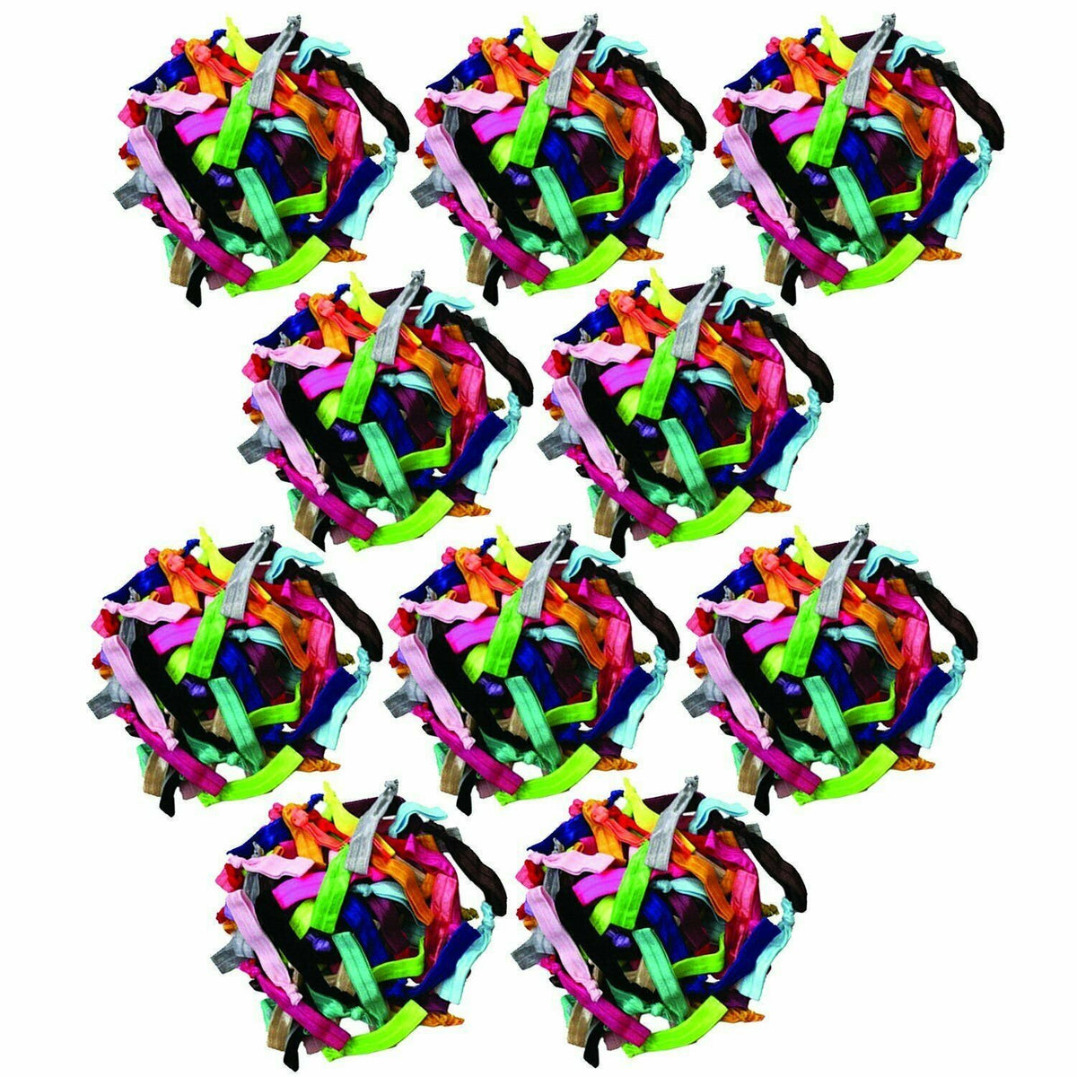 Rainbow Hair Ties No Damage or Creases Ribbon Stretchy Elastic 10
