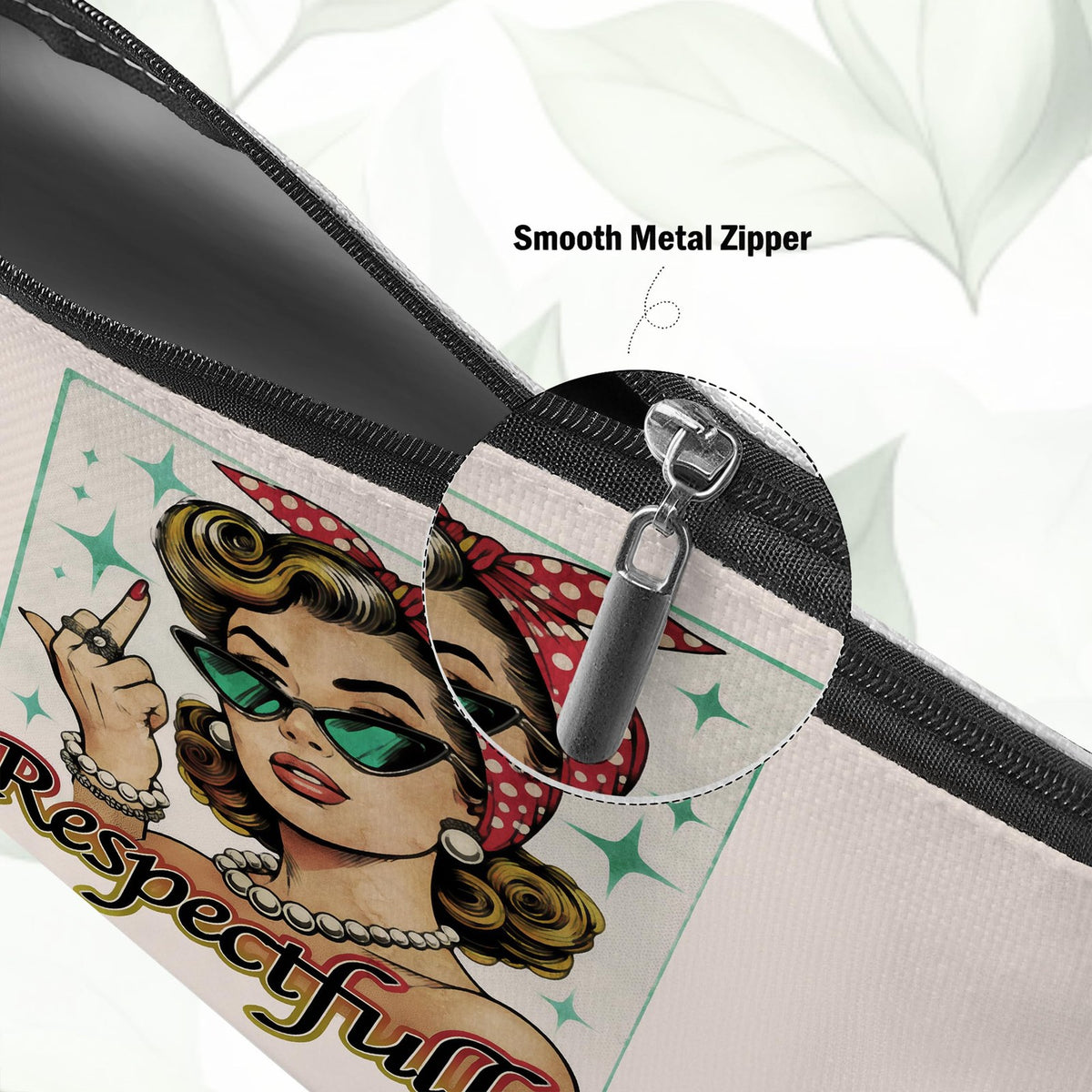 Retro Pinup Makeup Bag - Vintage Pink Feminist Cosmetic Case