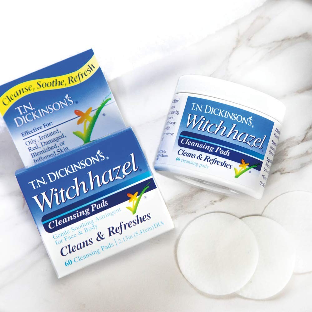 Witch Hazel Astringent Cleansing Pads - Gentle Daily Skin Toner, Pack of 4
