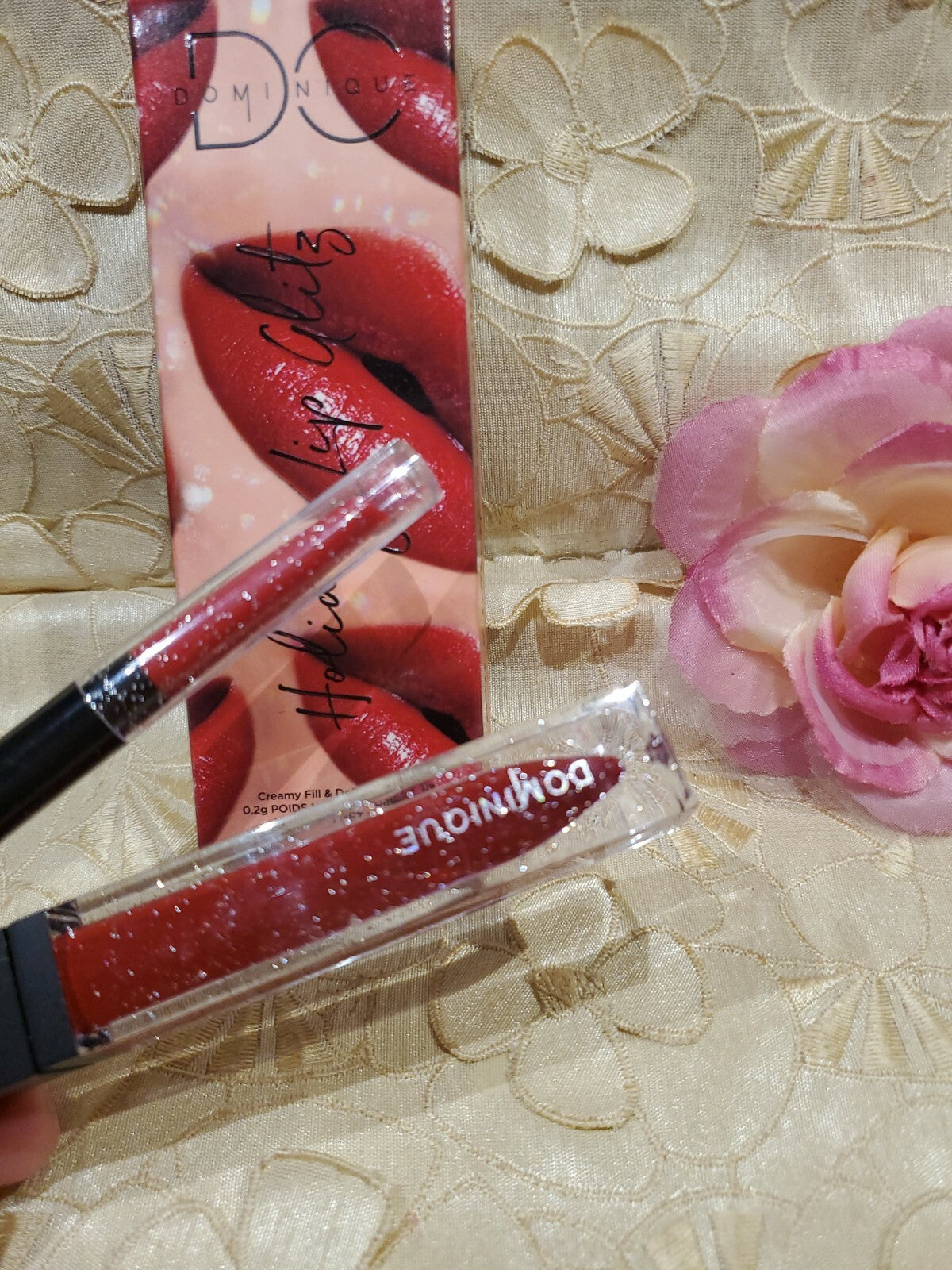 Dominique Holiday Lip Glitz Lip Liner & Hydrating Lip Gloss Set - Fiery Red