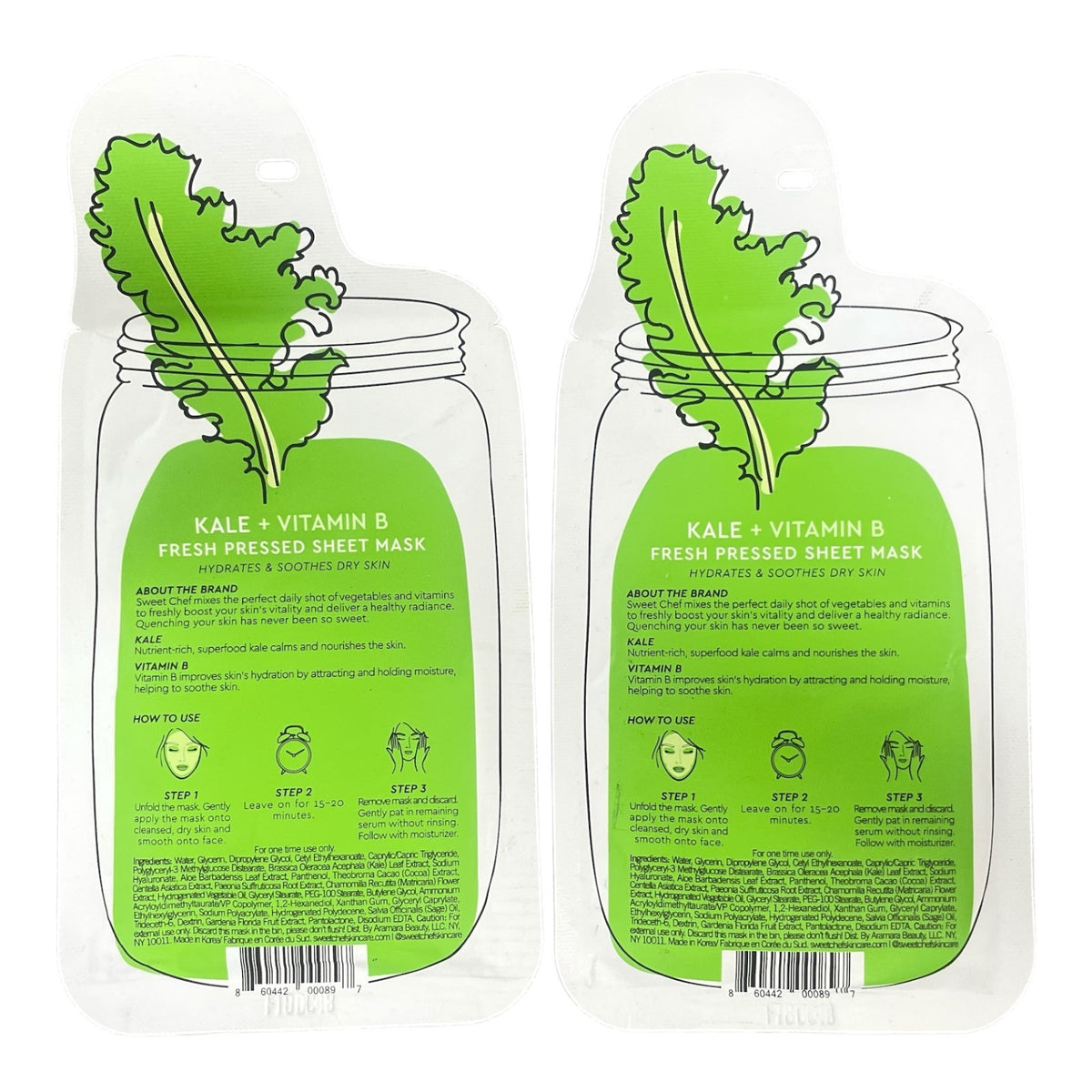 Kale + Vitamin B Sheet Mask - 28ml, 2-Pack