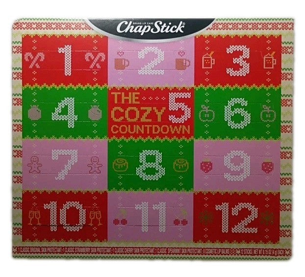 Holiday Lip Balm Gift Set - 12 Flavors Christmas Advent Calendar