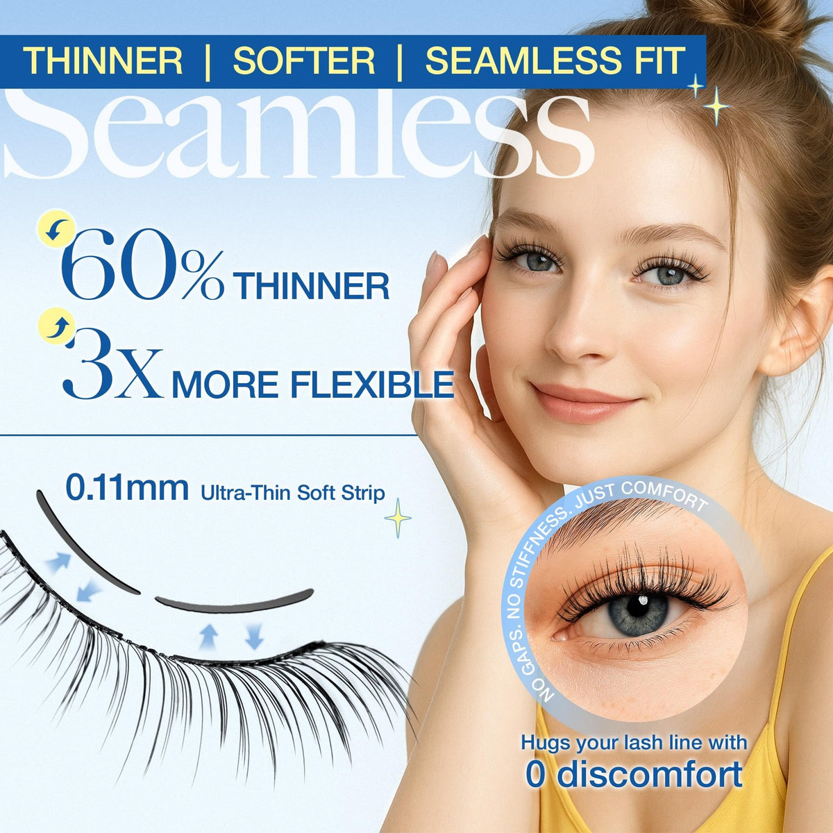 Magnetic Eyelashes with Applicator | Natural Look, 48H Hold, Travel Kit