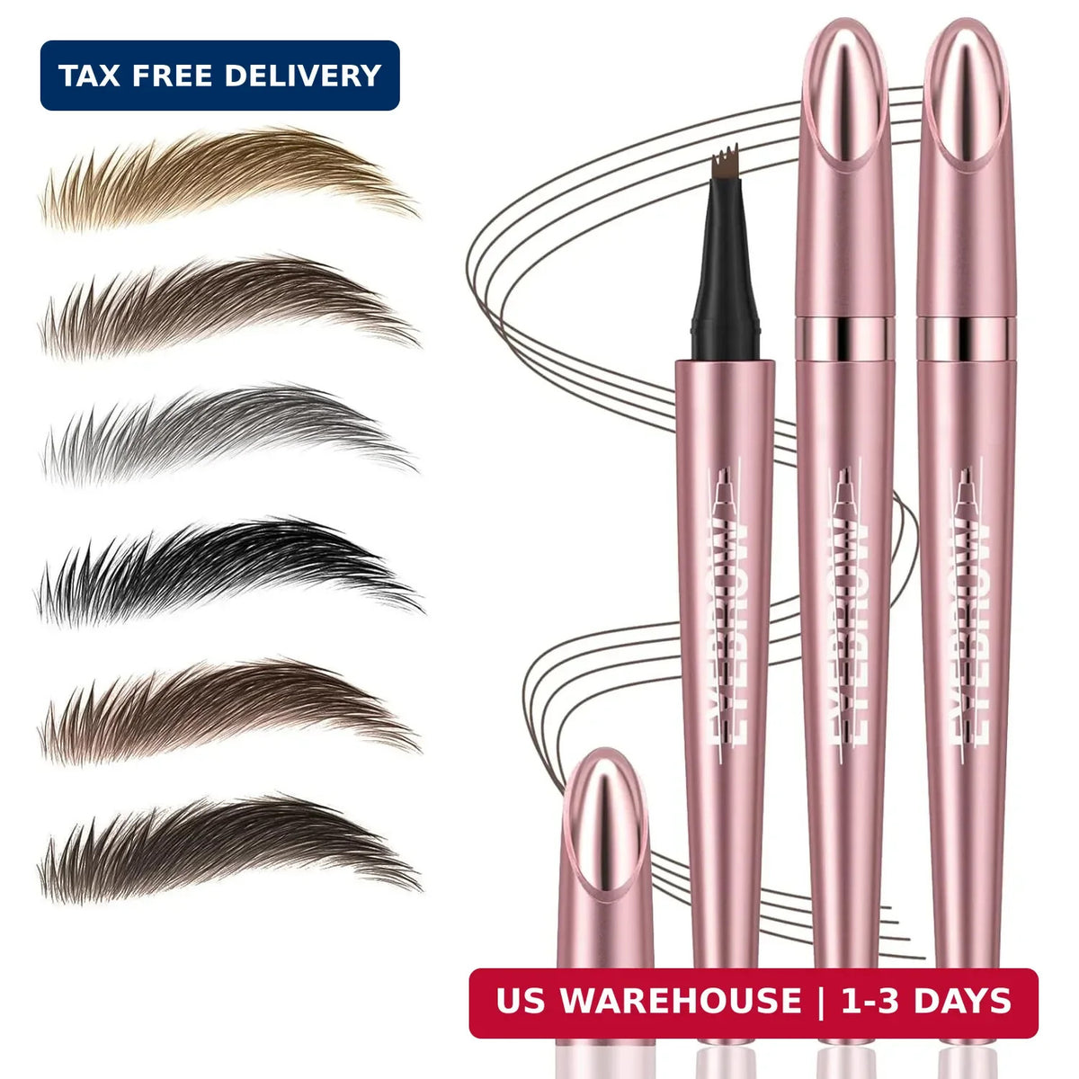 Microblading Eyebrow Pen - 4-Point Tip Waterproof Long-Lasting Pencil (2 Pack)