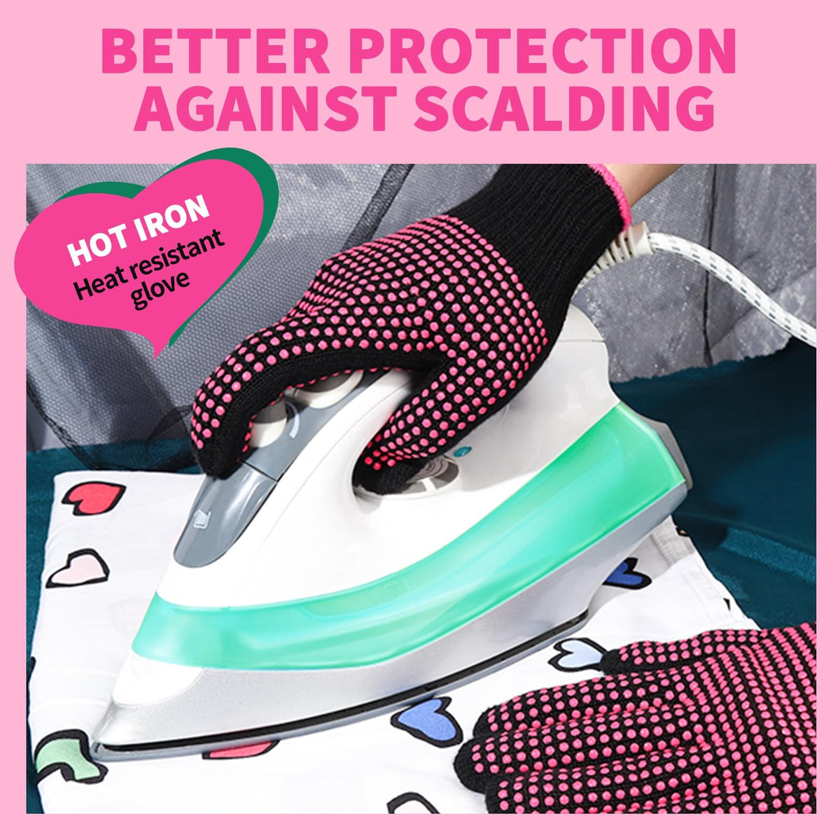 Teenitor 2 Pcs Heat Resistant Gloves With Silicone Bumps,