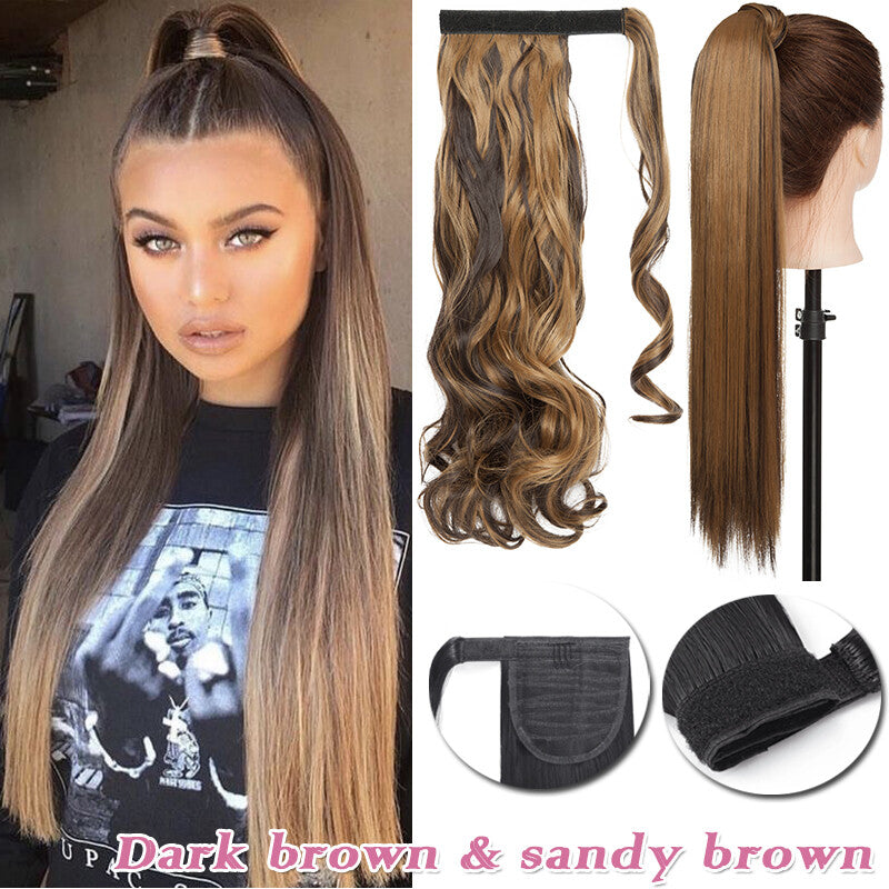 Clip-In Thick Hair Ponytail Extension - Real Human Hair, Various Lengths & Colors