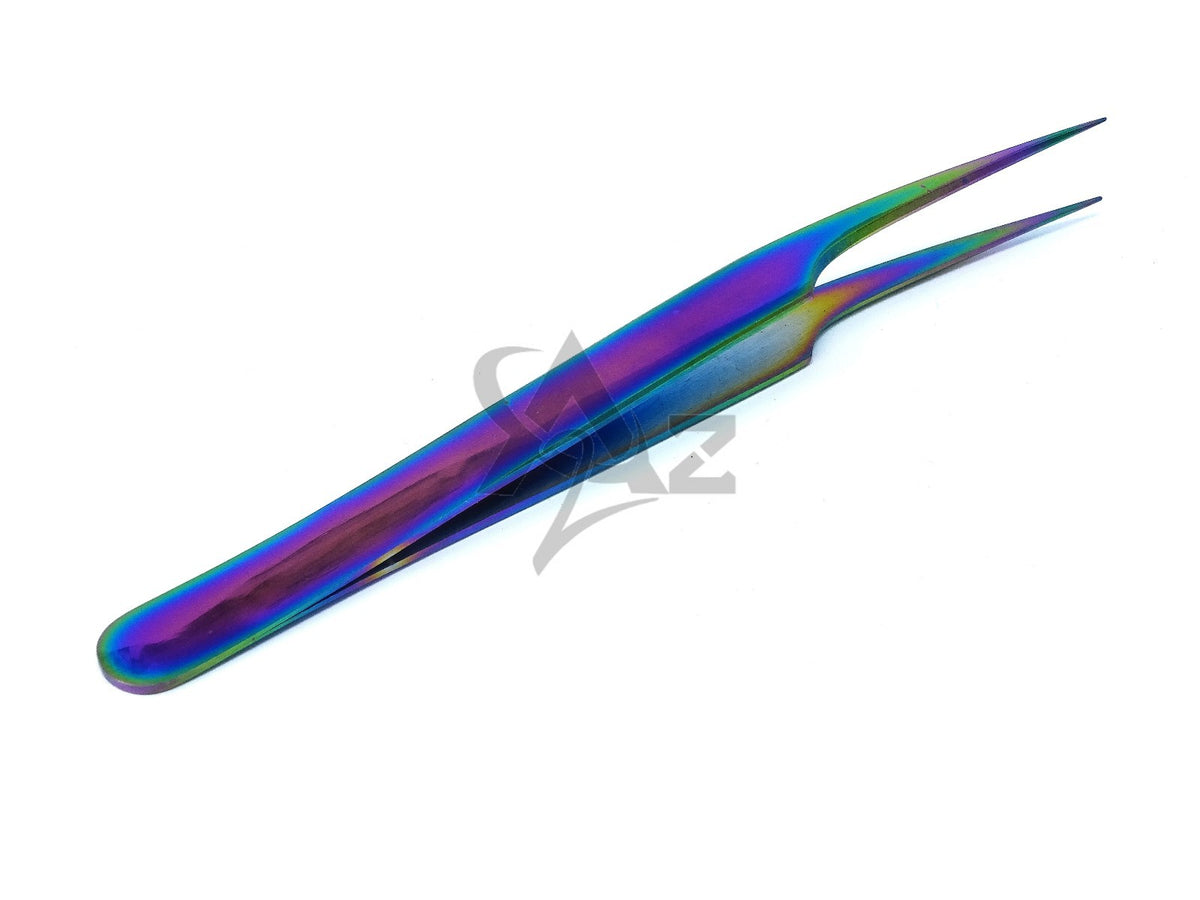 Rainbow Color Stainless Steel Eyelash Extension Tweezers - Pro Straight