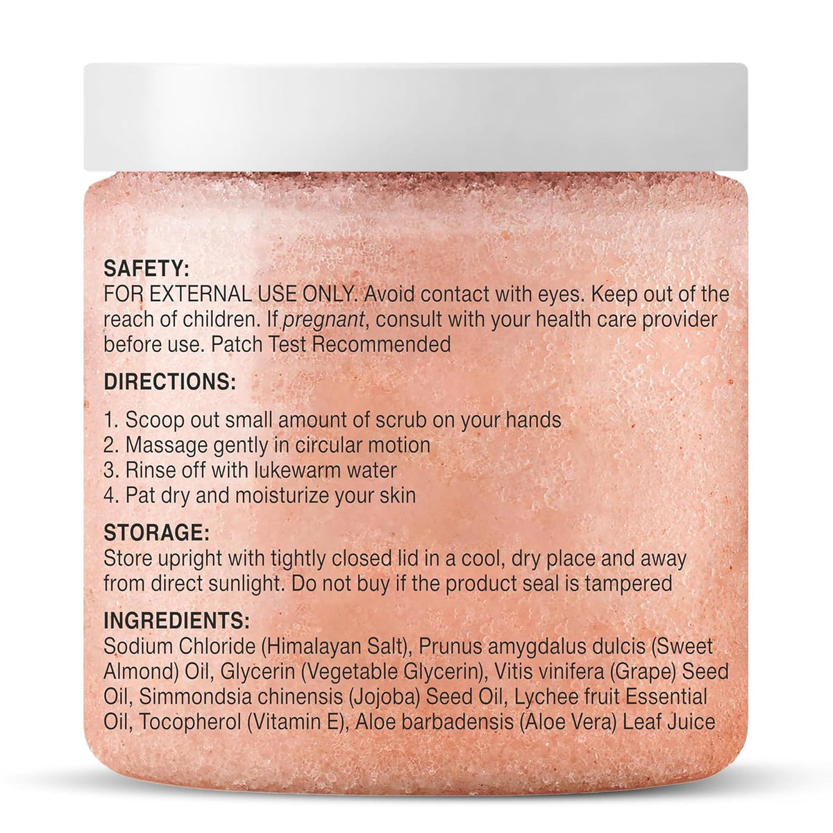 Himalayan Salt Body Scrub Lychee Oil Exfoliant 10 Oz Skin Brightening