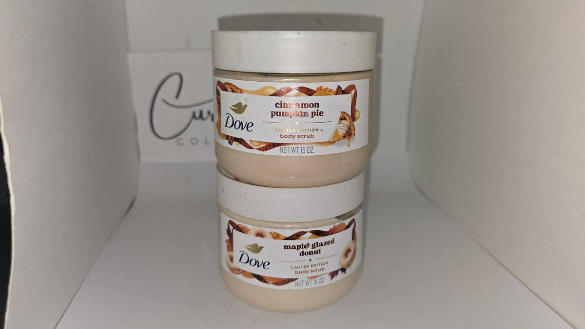 2 Pack Dove Body Scrub Lot Cinnamon Pumpkin Pie Maple Glazed Donut 15