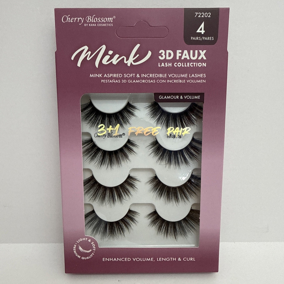 Cherry Blossom Faux Mink 3D Eyelash Collection - 4 Pairs, Lash Enhancing Makeup