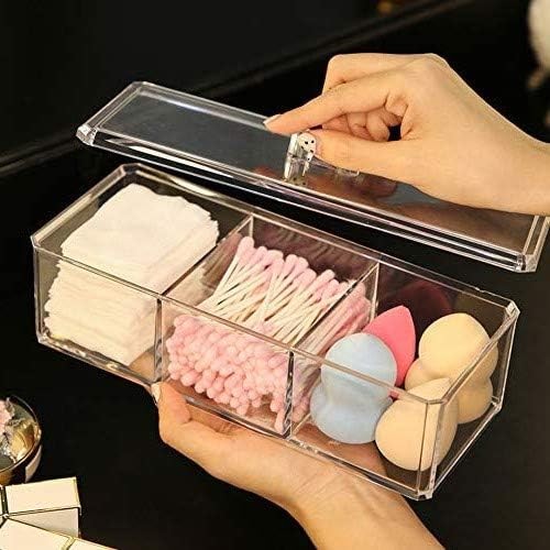 Clear Acrylic Storage Box with Lid - 9.3x3x3.7 Inch Organizer for Makeup Jewelry Office Supplies