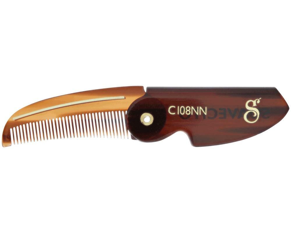 Suavecito Folding Mustache Comb with Pocket Clip - Amber