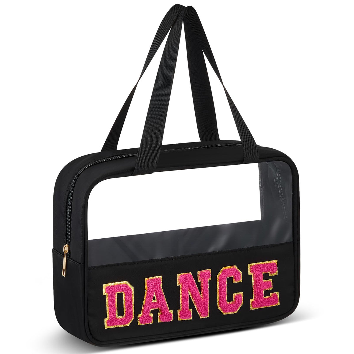 Clear Travel Toiletry Bag for Women with Handle & Zipper - Waterproof Nylon Cosmetic Organizer