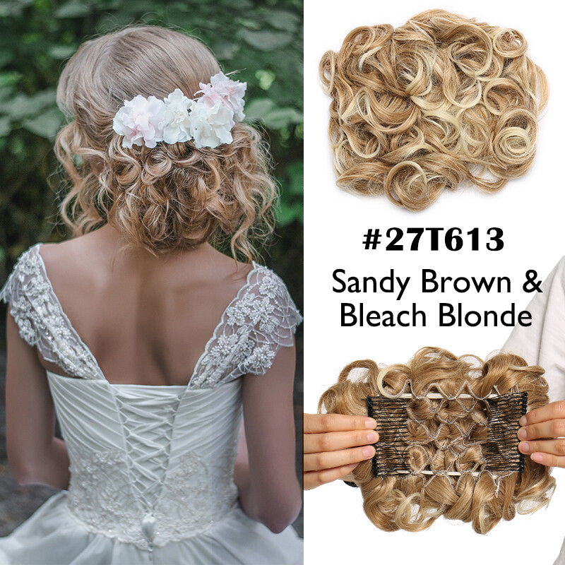 Large Curly Clip-In Hair Bun Extension for Thick Updos - Multiple Colors