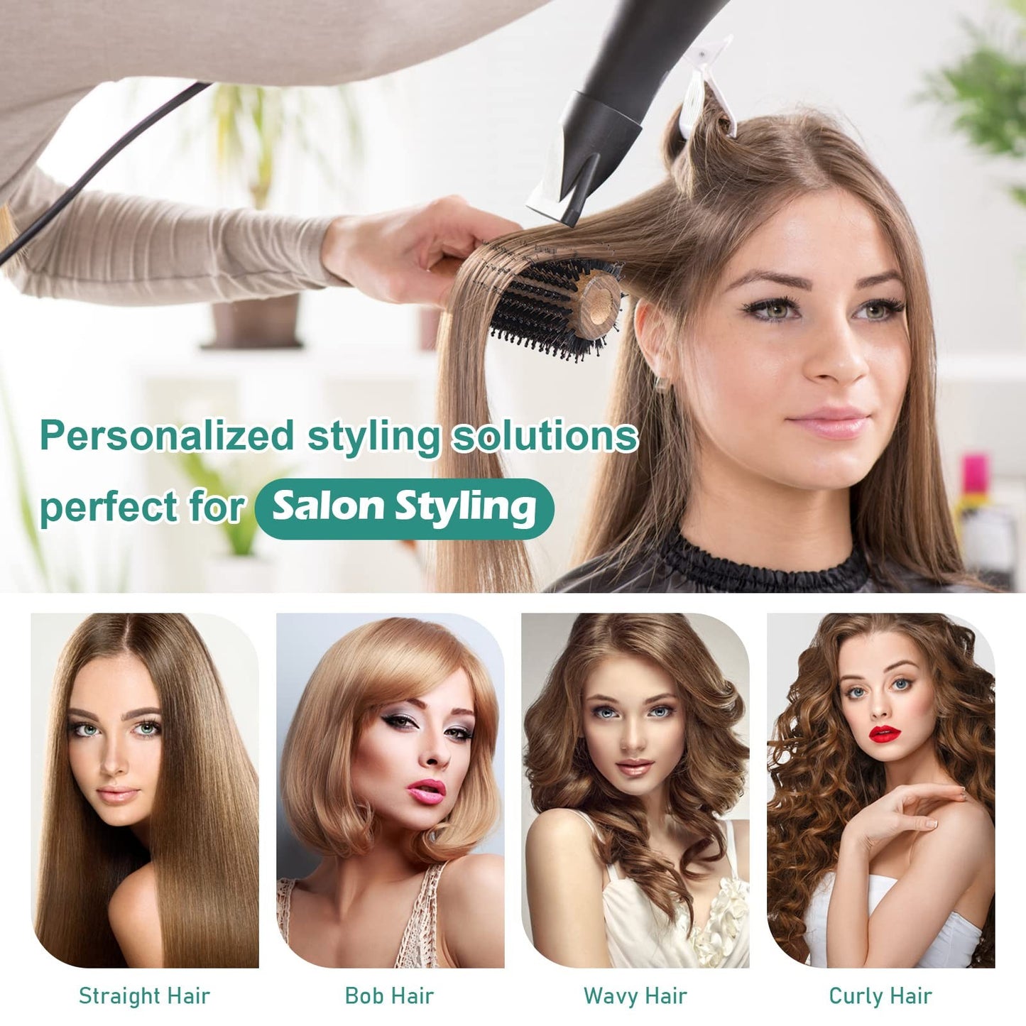 Round Boar Bristle Hair Brush for Blow Drying 2.8 Inch Salon-Style Styling Tool