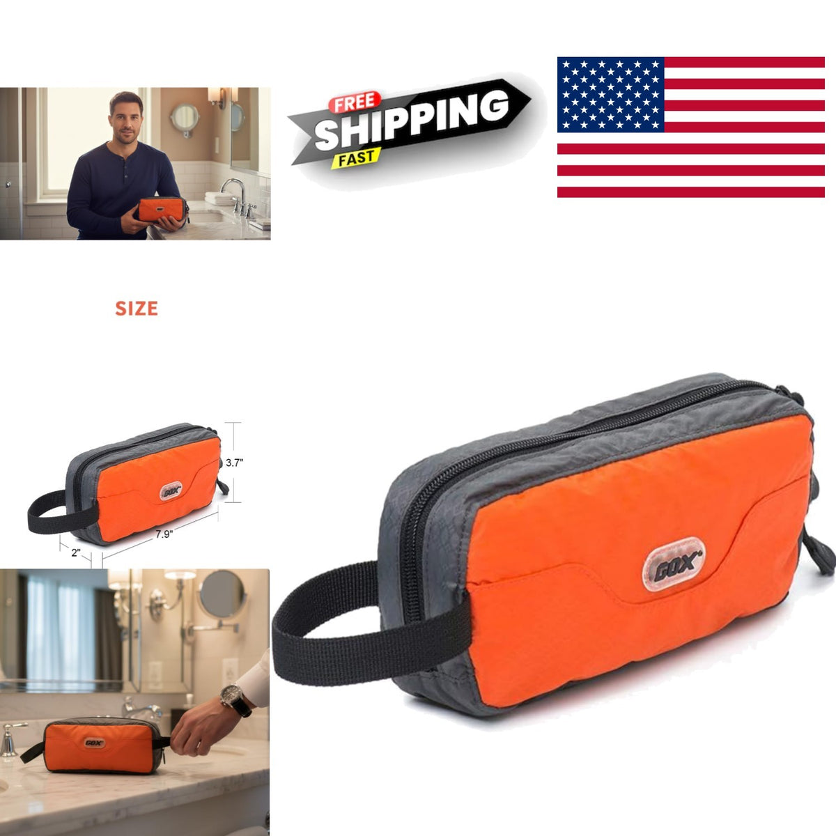 Water-Resistant Travel Organizer Bag for Toiletries - 7.9 Inches