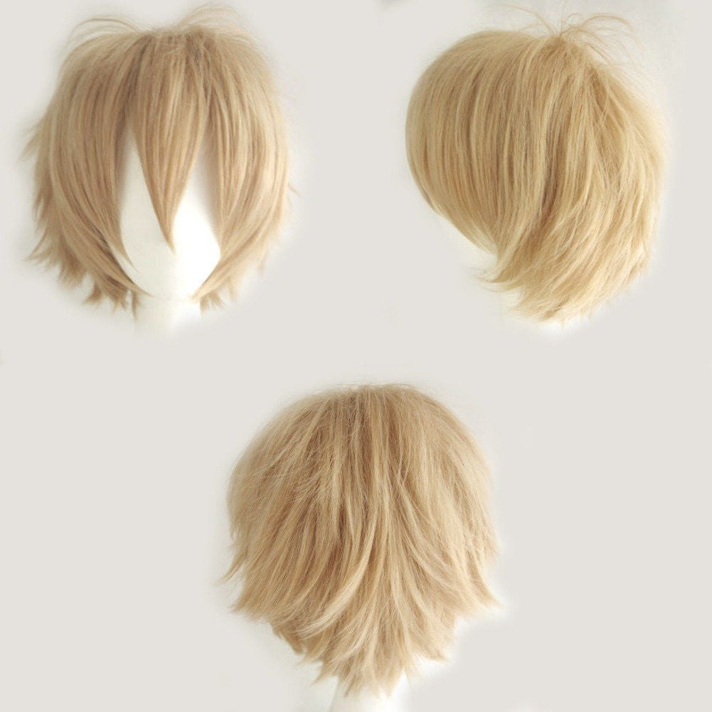 Anime Cosplay Wigs Short Straight Heat-Resistant Synthetic Hair Costume Accessory