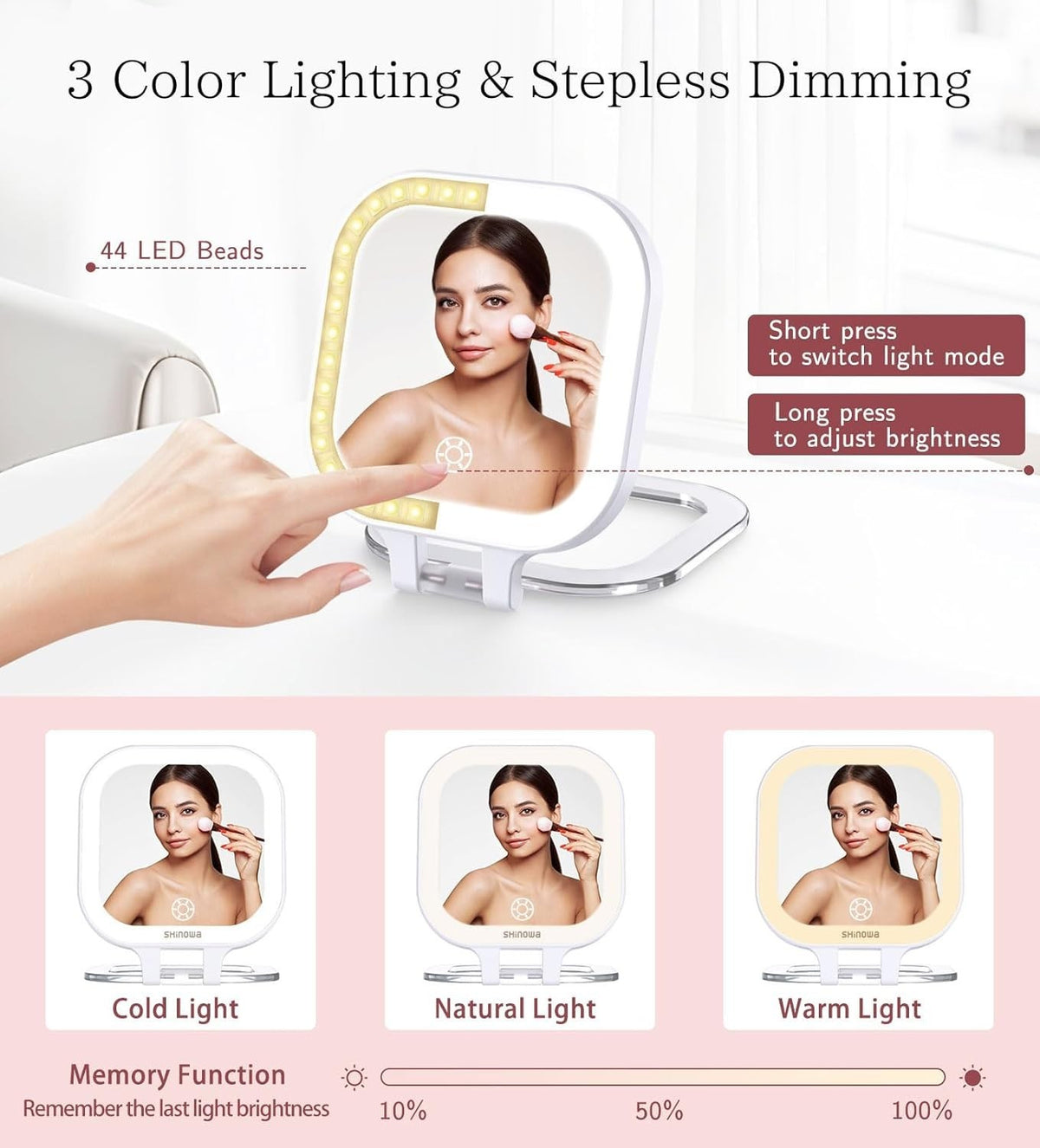 Upgraded 30X Magnifying Lighted Makeup Mirror with 3 Light Modes, Adjustable & Rechargeable
