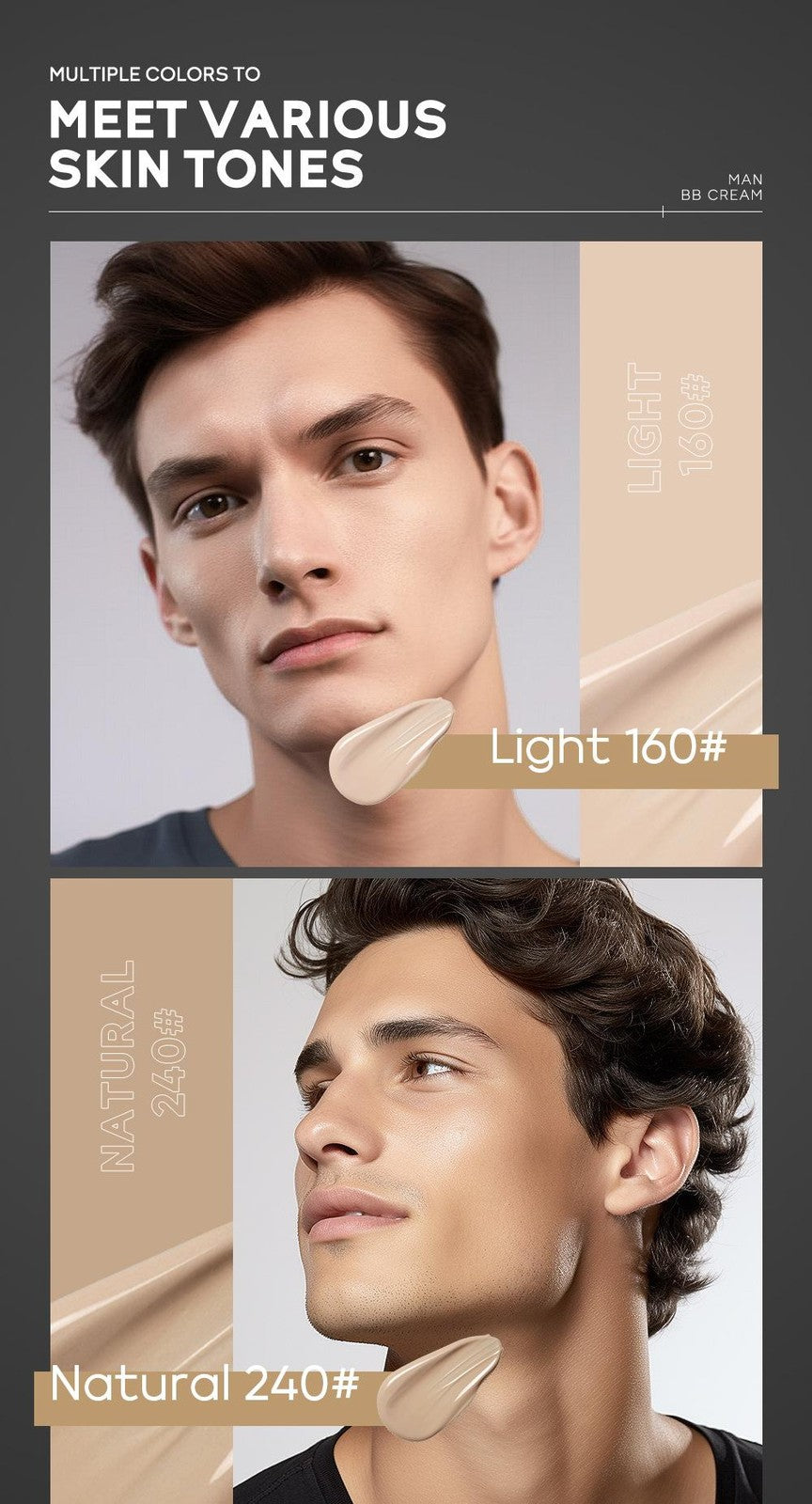 Men's Full Coverage Waterproof BB Cream Concealer with SPF 15 - Natural Tone
